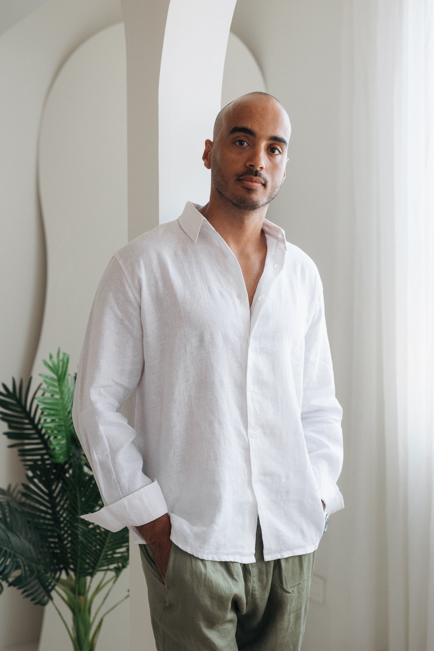 White 100% Linen Shirt