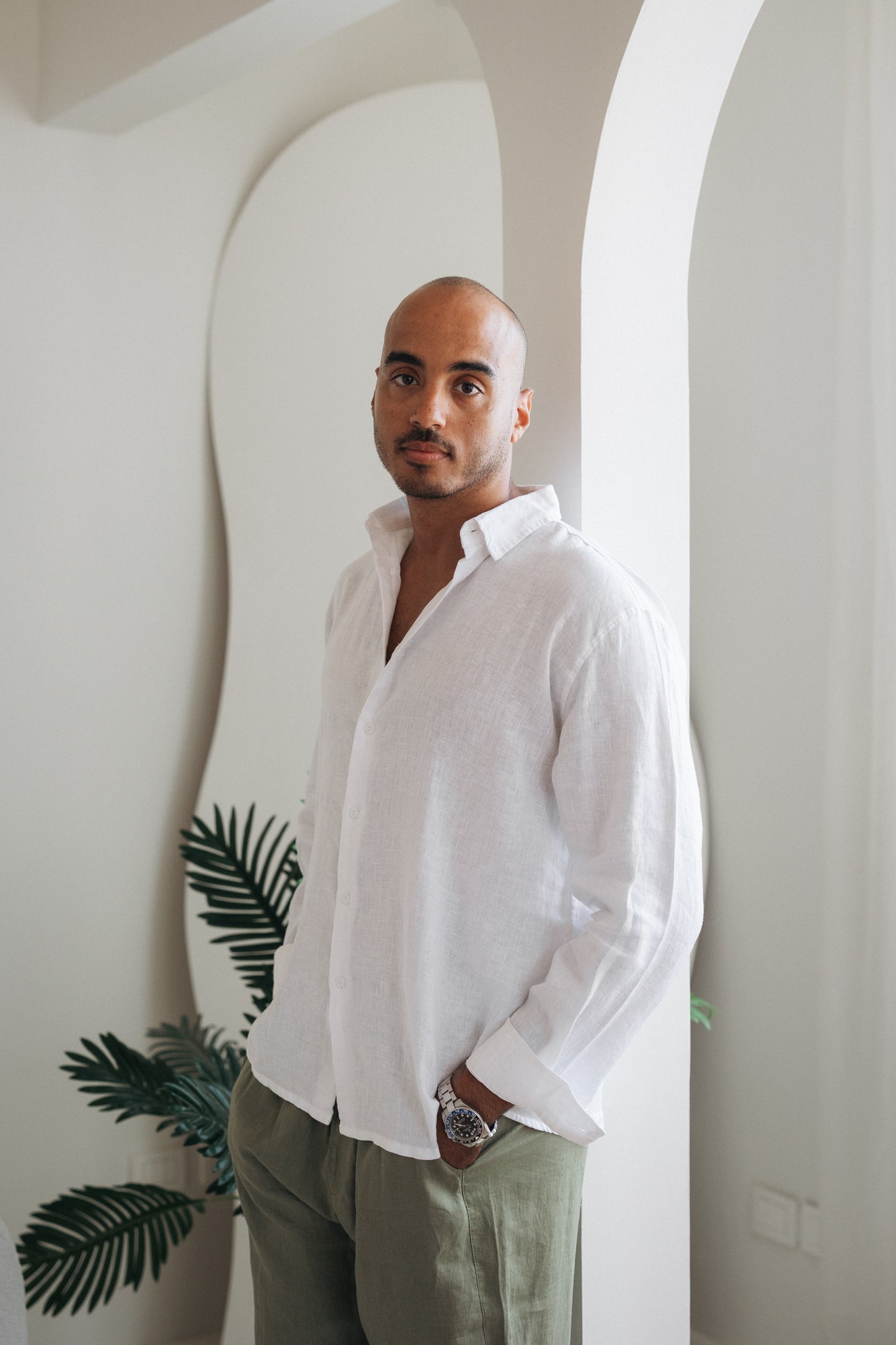 White 100% Linen Shirt