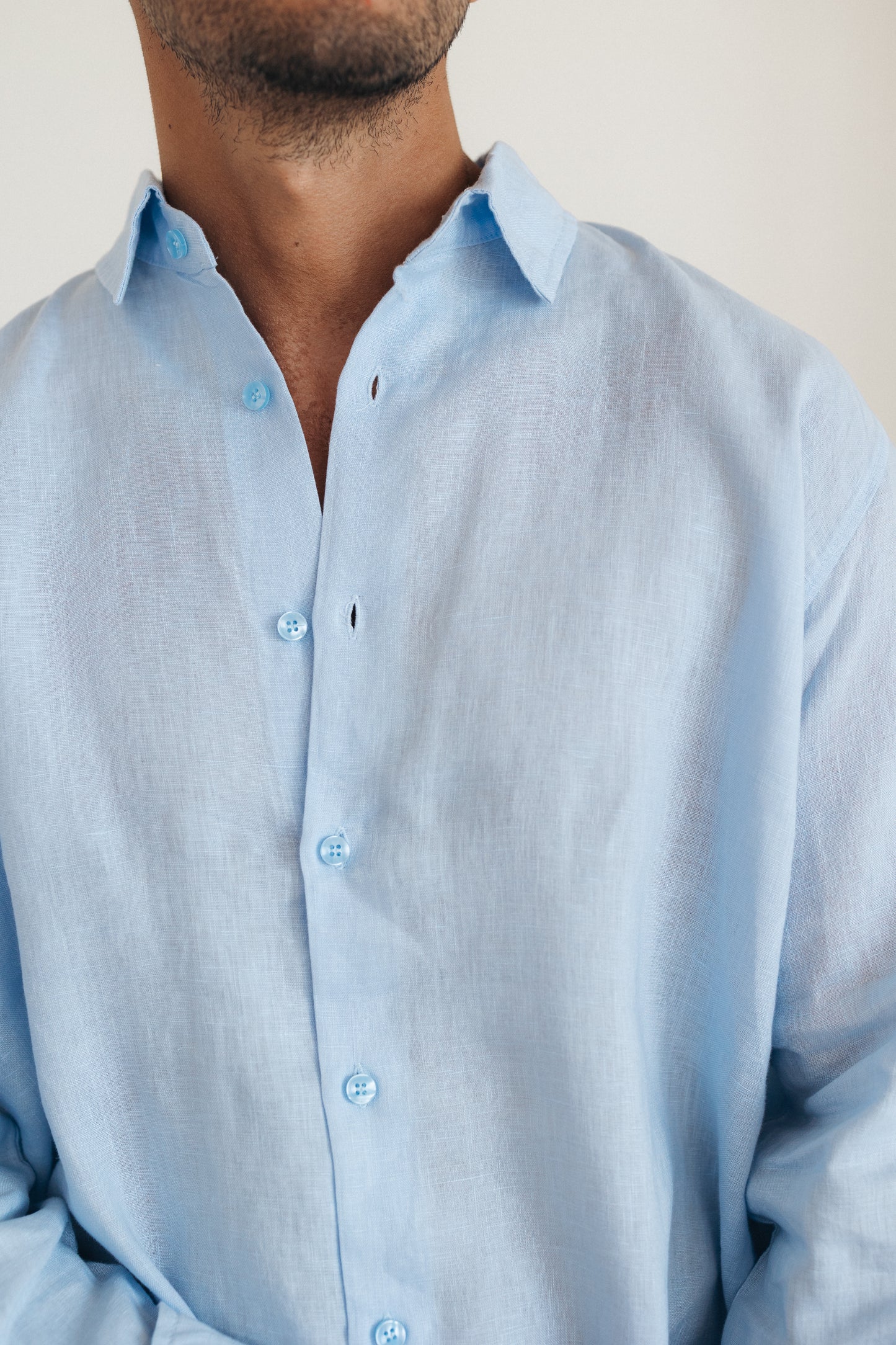 Baby Blue 100% Linen Shirt