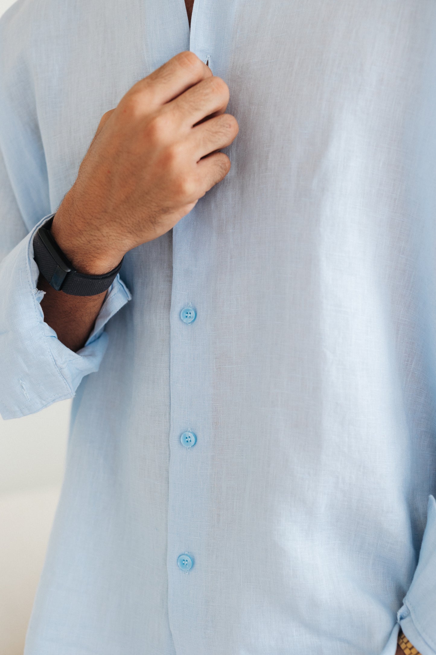 Baby Blue 100% Linen Shirt