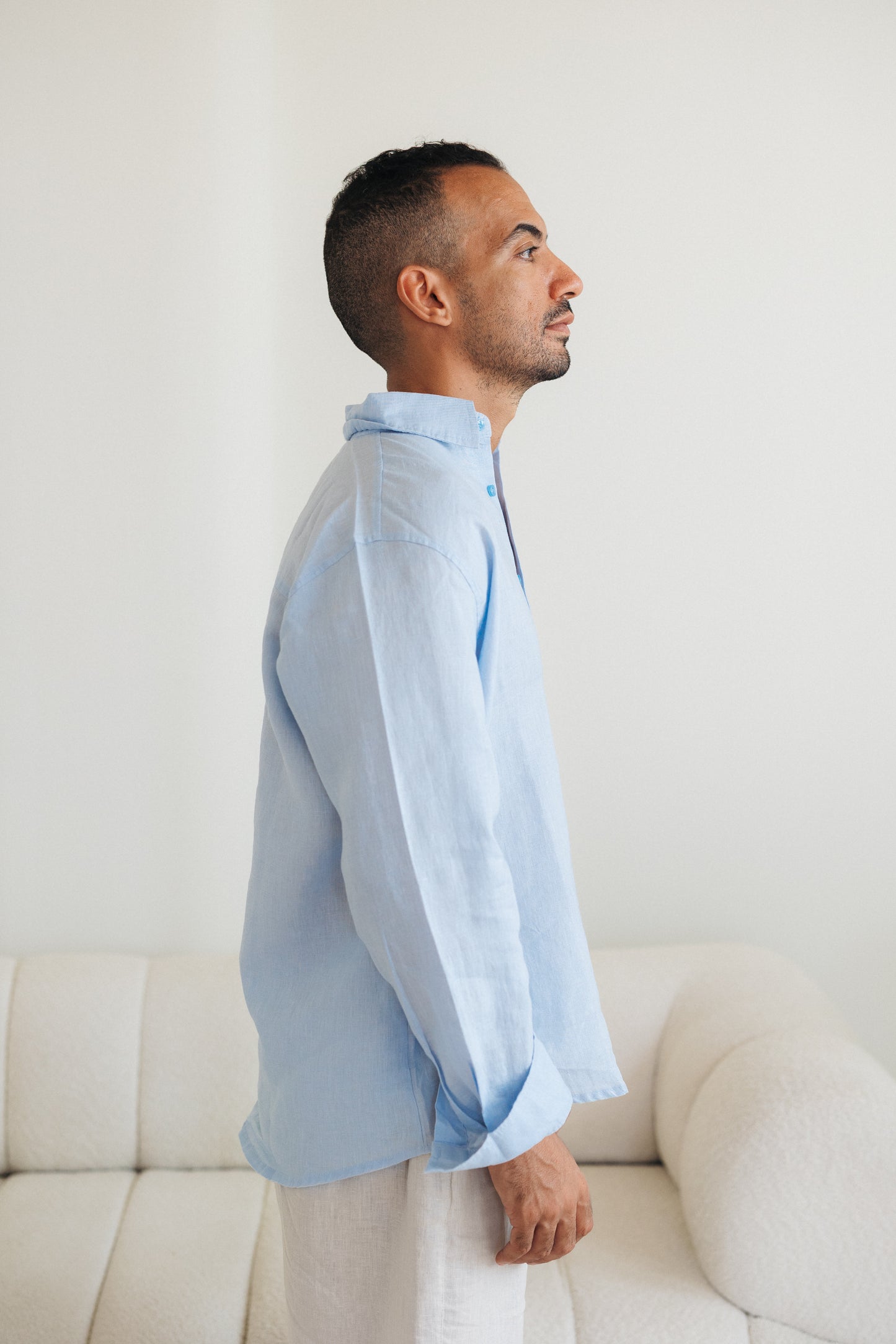 Baby Blue 100% Linen Shirt