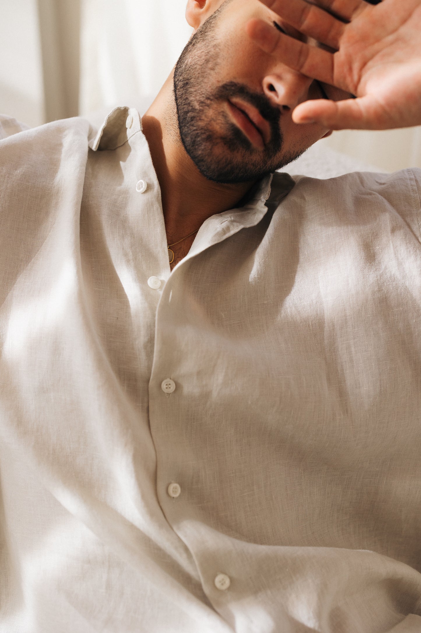 Beige 100% Linen Shirt