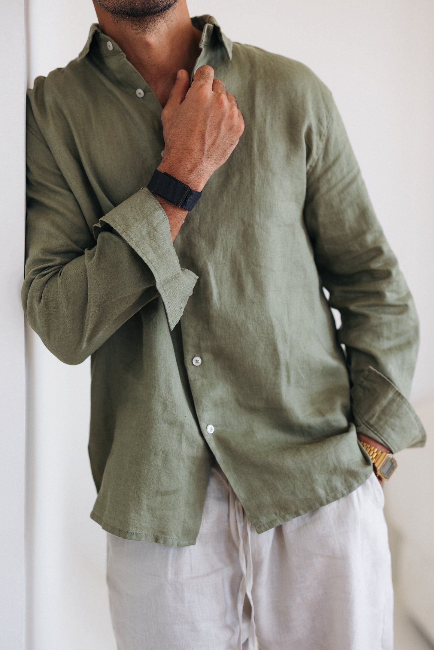 Olive 100% Linen Shirt
