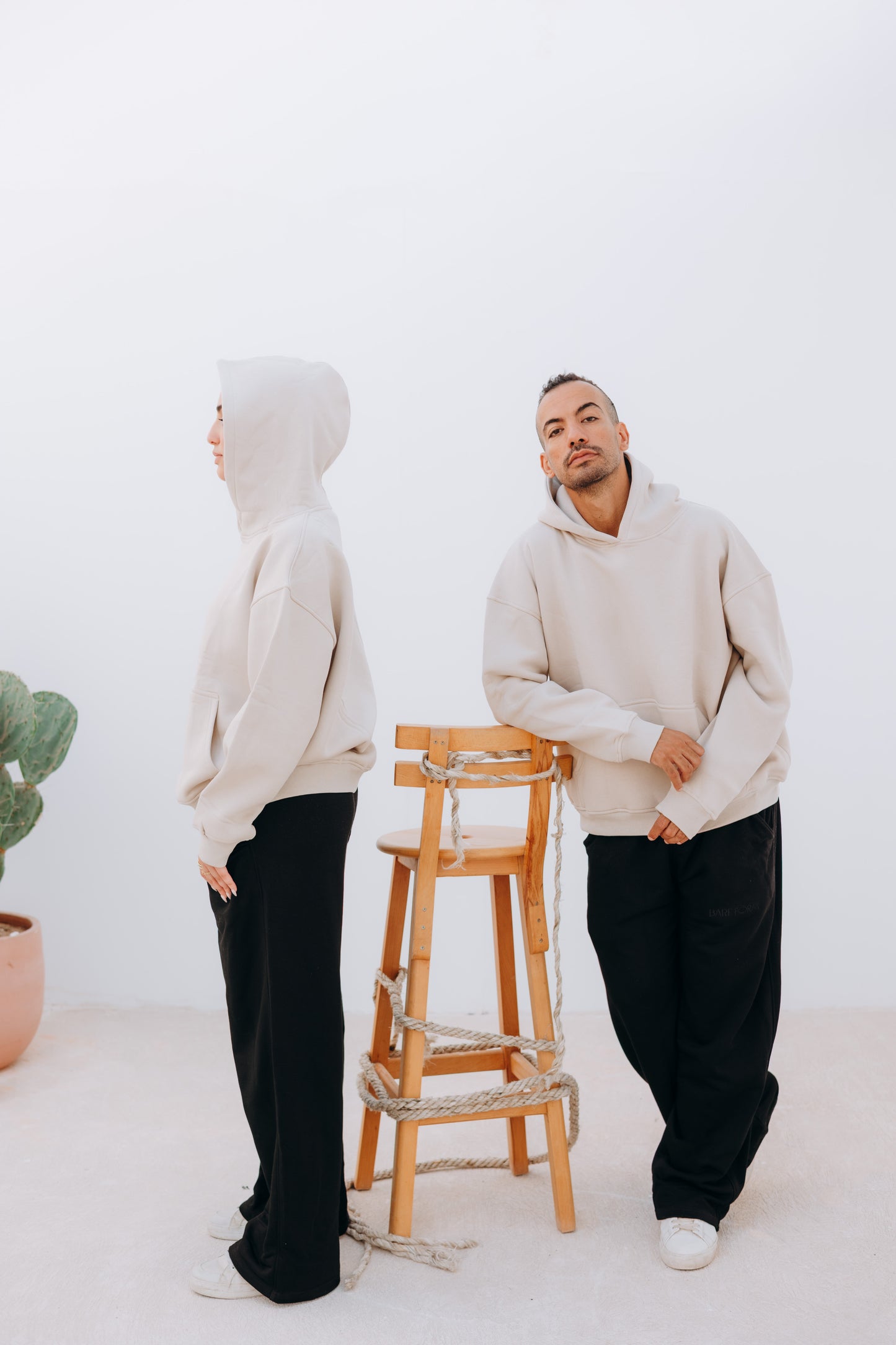 Unisex oversized Beige Hoodie