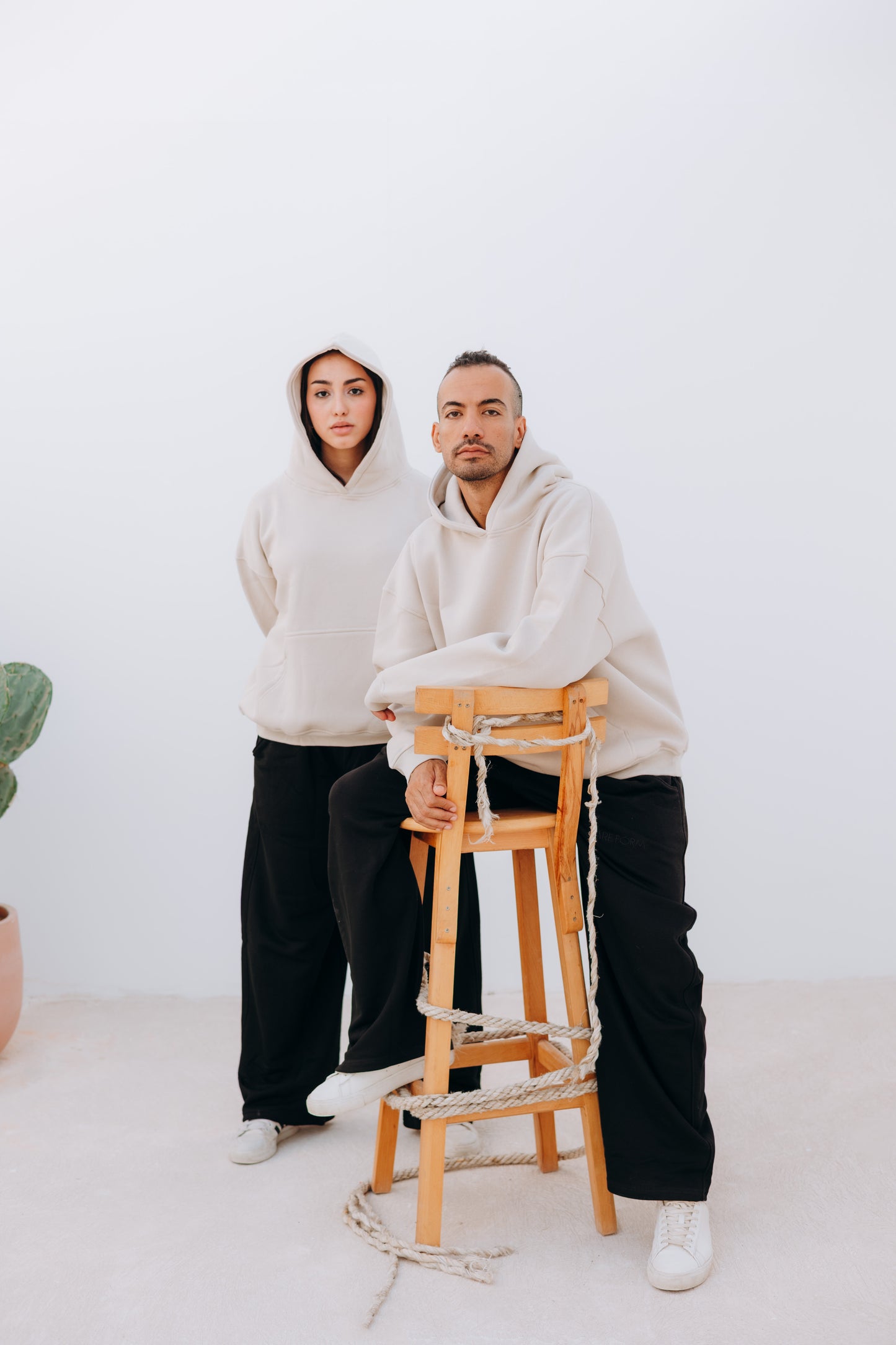 Unisex oversized Beige Hoodie